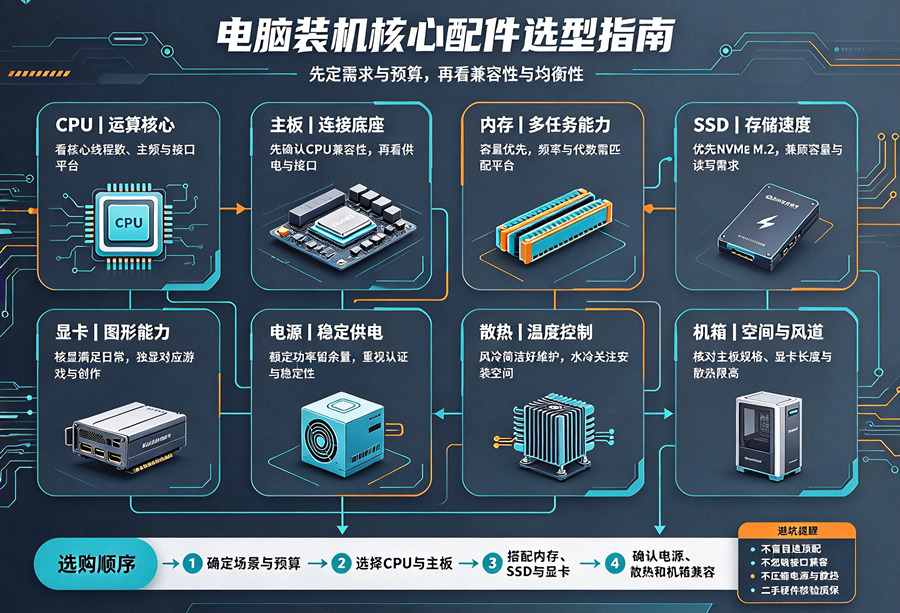 电脑装机核心配件选型指南：按需搭配才是关键