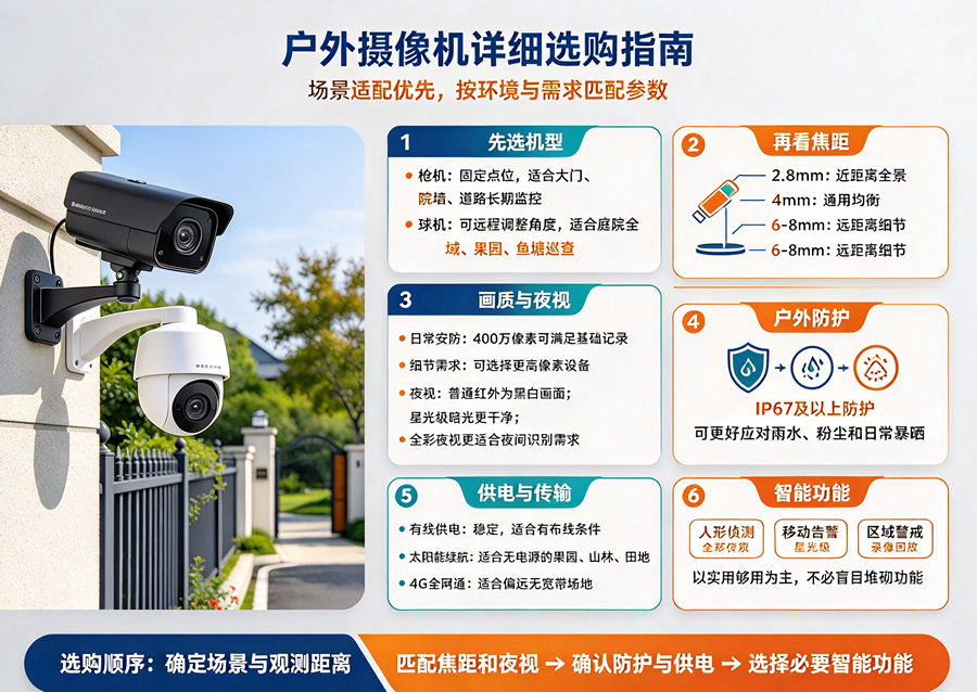 户外摄像机详细选购指南：按场景选对，不花冤枉钱
