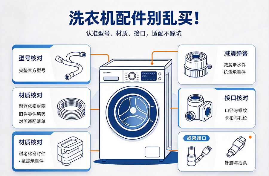 洗衣机配件别乱买！认准型号、材质、接口，适配不踩坑