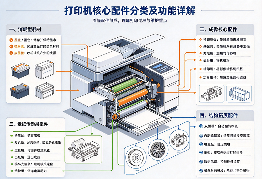 打印机核心配件分类及功能详解