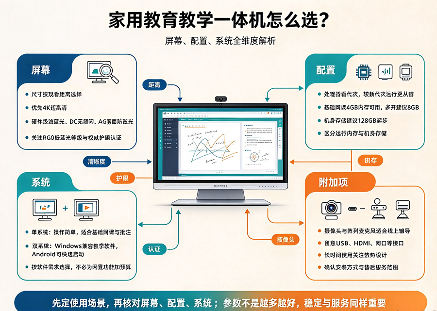 家用教育教学一体机怎么选？屏幕、配置、系统全维度解析